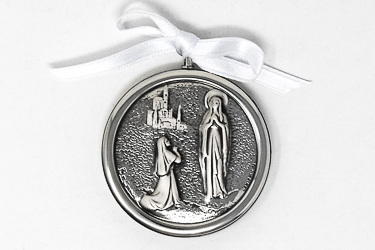 Lourdes Silver Plated Crib Medal.