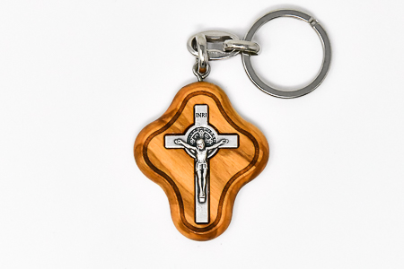 Wooden Crucifix Keyring.