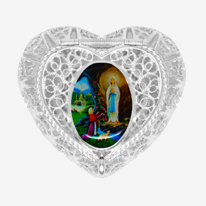 925 Heart Shaped Lourdes Trinket Box.